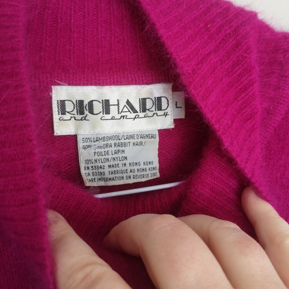 Vintage 80's 90's Angora Rabbit Hair and Lambswool Bright Geometric Swea… - Picture 12 of 16